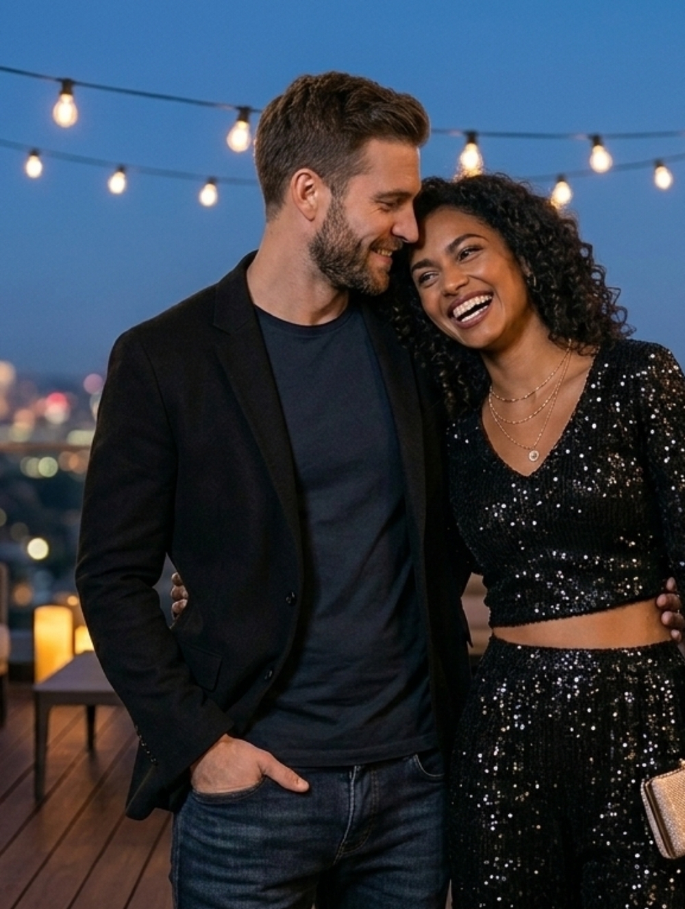 Allegra K Black Sequin V-Neck Crop Top - Picture 5 of 6